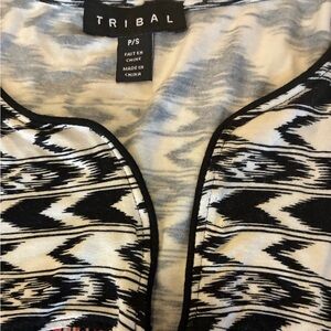 Tribal Monochrome Top with Pink Highlights